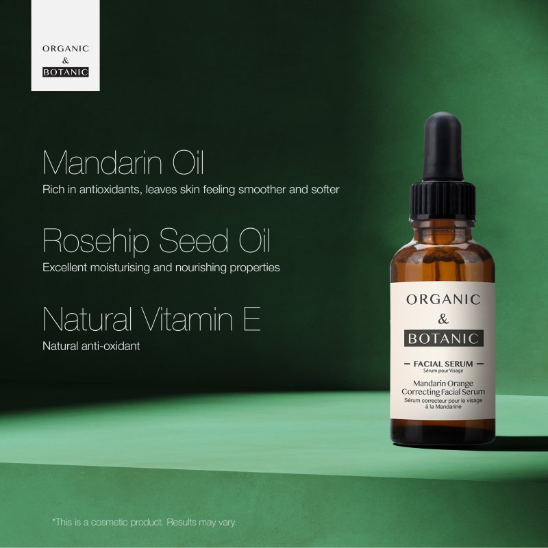 Mandarin Orange Correcting Facial Serum - 30ml - Brightening & Hydrating with Vitamin C, Aloe Vera, & Sea Buckthorn for Radiant, Even-Toned Skin