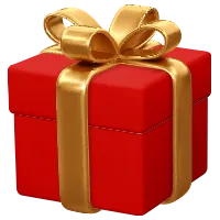 Red gift box with a gold bow on a white background